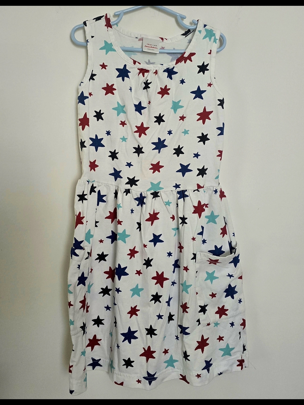 Hanna Andersson White Sleeveless Star-Print Dress